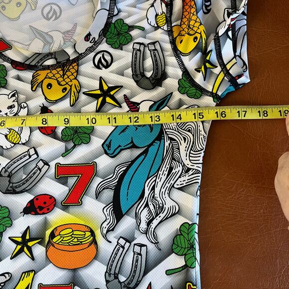 InkNBurn Lucky Tech Short Sleeve Graphic T Shirt XXS 2XS White Multicolor Gym - Picture 6 of 7